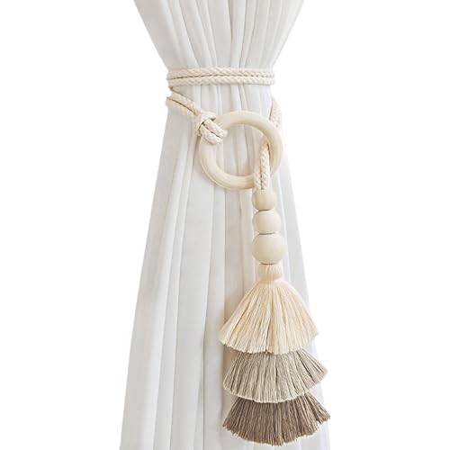 SHINROAD Vorhanggurt mit Quasten handgefertigte Tiebacks Boho-Stil Krawatte Baumwollwäsche Seil Dekorative Zubehör Rustikal für Fensterbehandlungen umweltfreundlich Beige Einheitsgröße SHINROAD Vorhanggurt mit Quasten handgefertigte Tiebacks Boho-Stil Krawatte Baumwollwäsche Seil Dekorative Zubehör Rustikal für Fensterbehandlungen umweltfreundlich Beige Einheitsgröße von SHINROAD