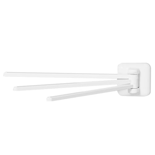 SHINROAD Wand montierte stempelfreie Wandorganisatorin Küchenstich Raghalter rotierendes Handtuchregal mit 3 Stangen 180 Grad Rotation Badezimmer Badeball Utensil Weiß von SHINROAD