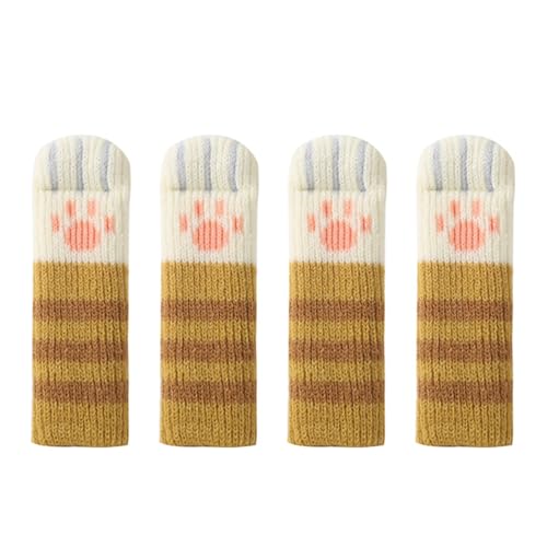 Türgriffschoner für Möbelbeine, elastische Stuhlbeinschoner, 4 Stück, geräuschreduzierende Möbelsocken, rutschfest, Katzenpfoten-Design, Gelb von SHINROAD