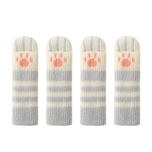 Türgriffschoner für Möbelbeine, elastische Stuhlbeinschoner, 4 Stück, geräuschreduzierende Möbelsocken, rutschfest, Katzenpfoten-Design, Grau von SHINROAD