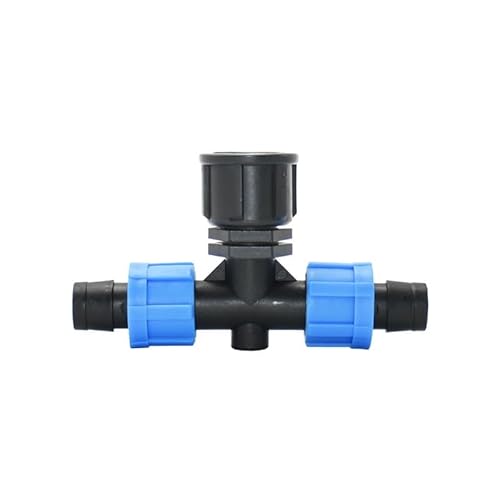 SHIOFRCN 20 Stück 16 mm Tropfband-T-Anschluss 2-Wege-Wasserverteiler mit 1/2 Zoll 3/4 Zoll Gewinde Gewächshaus-Tropfbewässerungsschlauchanschluss(3/4" Thread) von SHIOFRCN