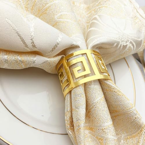 SHIONSON Set mit 6 Serviettenringen für den Esstisch, Serviettenhalter-Ringen für Urlaubsparty, Zuhause, Küche für lässige oder formelle Anlässe, Hochzeitsfeier, Tischdekoration (Gold) von SHIONSON