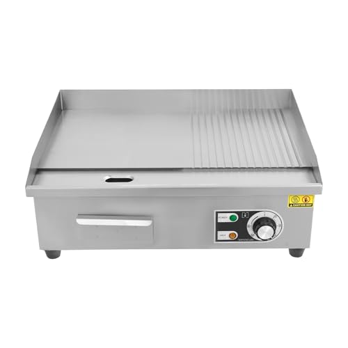 Elektrogrill Tischgrill Rostfreier Stahl 3000W 50-300°C für die Verarbeitung von Gemüse Fleisch Steak Hühnerfilet Pfannkuchen gegrilltem Käse Rührei von SHIOUCY