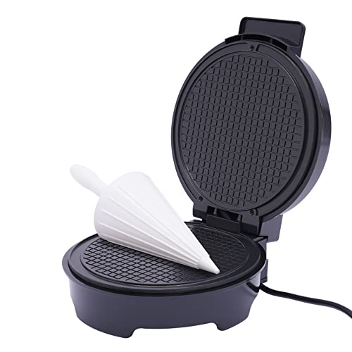 Hörnchenautomat für hauchdünne Waffeln 1200W Elektrischer Waffelkegel-Maker Antihaftbeschichtet Waffelautomat Schwarz von SHIOUCY
