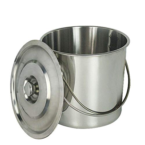 SHIOUCY 6 Liter Edelstahl Industrie Küche Eimer Futtereimer Milcheimer Eiseimer Kücheneimer Wassereimer Tränkeeimer Sektkühler + Deckel (6L) von SHIOUCY