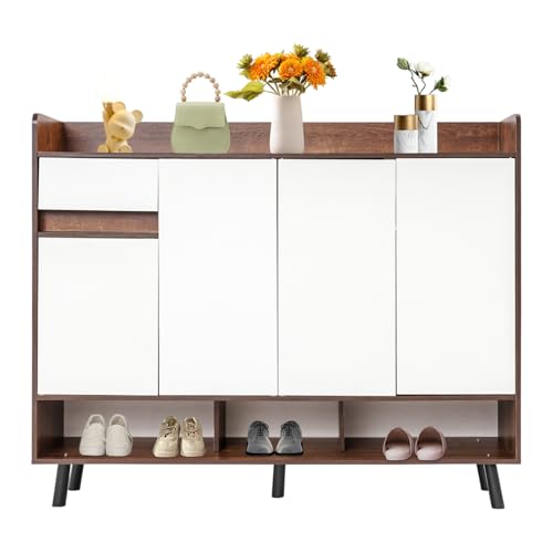 SHIOUCY Schuhschrank mit 4 Türen mit 1 Schubladen für den Eingang Flur Wohnzimmer oder Veranda 120 * 32 * 100cm SHIOUCY Schuhschrank mit 4 Türen mit 1 Schubladen für den Eingang Flur Wohnzimmer oder Veranda 120 * 32 * 100cm von SHIOUCY