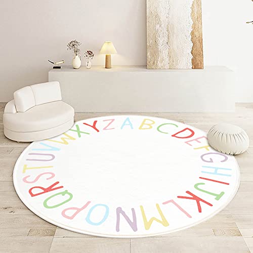 SHIPKEY Runde Teppiche, runde Spielteppiche für Kinder, farbiger Alphabet-Teppich, Kinderzimmerteppich, rutschfeste Matte, Teppich für Wohnzimmer (100 x 100 cm) von SHIPKEY