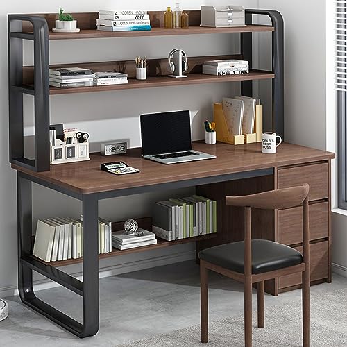 SHIQIDI Schreibtisch, einfacher und moderner Computertisch/Arbeitsplatz – Heimschreibtisch mit Bücherregal und 3 Schubladen, PC-Studientisch, Studententisch von SHIQIDI
