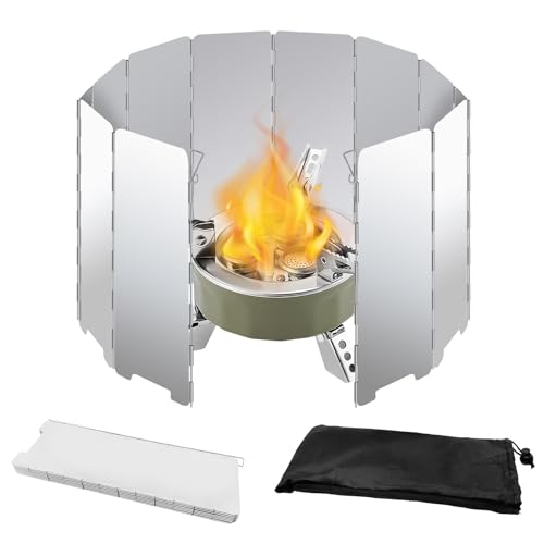 Campingkocher Windschutz, 12-Teiliger Faltbarer Windschutz Gaskocher, 1 m langer Leichter Aluminium Windschutz, Mit Aufbewahrungstasche, Geeignet für Camping, Outdoor-Kochutensilien Campingkocher Windschutz, 12-Teiliger Faltbarer Windschutz Gaskocher, 1 m langer Leichter Aluminium Windschutz, Mit Aufbewahrungstasche, Geeignet für Camping, Outdoor-Kochutensilien von SHIQUAN