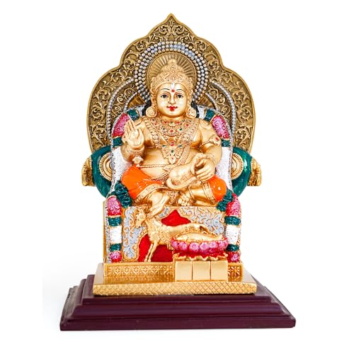 SHIRPHAKALA | Lord Kubera | Resin Idol | 7,5 Zoll | Gold-Finish mit Mehrfarbig | Länge 14 cm, Breite 11,5 cm, Höhe 19,5 cm von SHIRPHAKALA – Divine Handicrafts