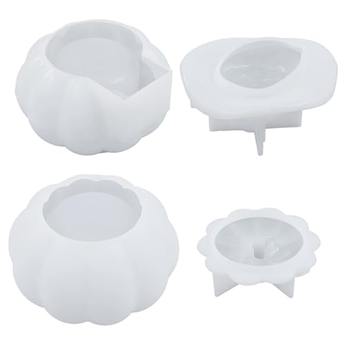 2pcs Kürbisform, Hexenhut und Blattkürbis Silikonformen, flexible Gussformen für Halloween -Gießen, Harz, Epoxid von SHITOOMFE