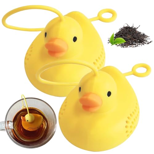 2pcs Tee Infuser Enten Tee Infuser Silikon Süßes Tee Infuser Food Grade Teesieger für lose Tee Hitzebeständige flexible wiederverwendbare Spülmaschine Safer Tee Steeper von SHITOOMFE