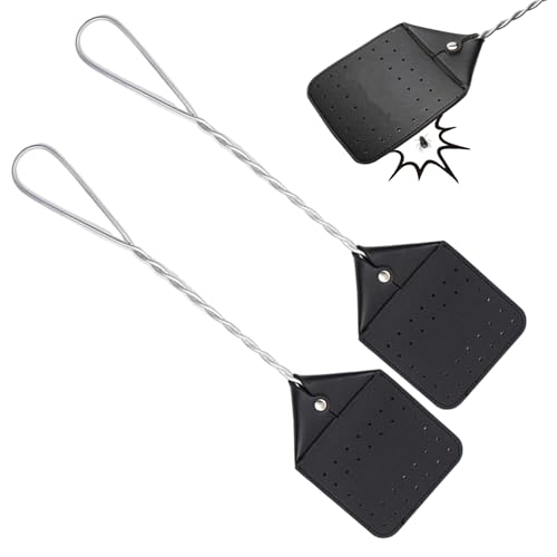 Flyswatters Heavy Duty, Fly Swatter PU Leder Fly Swatters mit Metallgriff 17.2 Flyswatter für Fliegen Bienen Innen im Freien im Freien nach Hause von SHITOOMFE