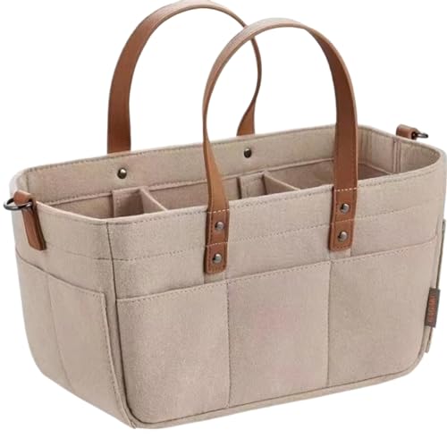 SHITOOMFE Baby Windel Caddy, tragbarer Windel Caddy Organizer Faltbarer Kindergarten Caddy Filztasche Babykorb Langlebiger Wickeltisch Organizer für Windeln und Babytücher Khaki Windel Caddy von SHITOOMFE