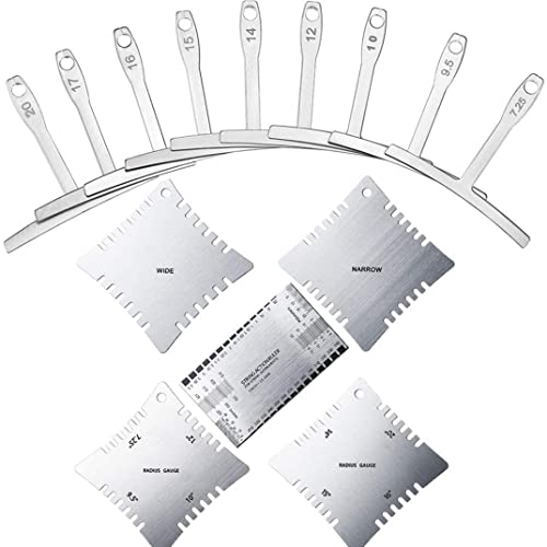 SHITOOMFE Fühlermessgeräte -Gitarren -Fingerboard -Griffbrett -Messwerkzeug mit 4 gekerbten Radius -Messgeräten 9 Understring Radius Gauge Gauge -Luthier -Tools und String -Action -Lineal für Gitarre von SHITOOMFE