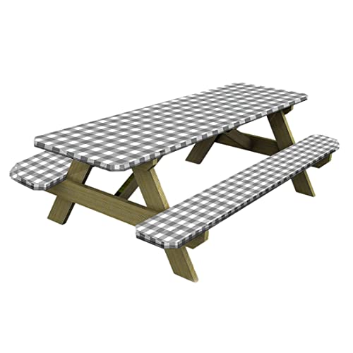 SHITOOMFE Picknicktischbankabdeckung wasserdichte elastische elastische rechteckige Tischdecke graue Terrassenmöbel und Zubehör von SHITOOMFE