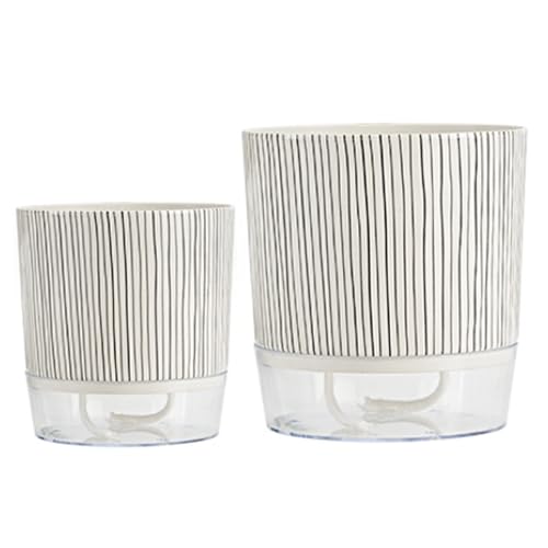 SHITOOMFE Selbstbewässerungstopf 2PCS Selbstbewässerung Pflanzer 4.3 '' ＆ 5, 5 '' Töpfe mit tiefem Stausee Innenpflanztopf für Spinnen, afrikanischer Violettstil 1, Töpfe für Innenpflanzen von SHITOOMFE