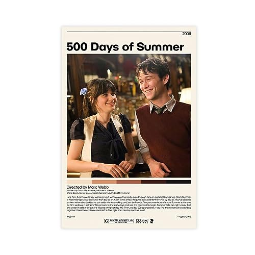 500 Days of Summer Poster, klassische Retro-Filmposter, coole Wanddekoration, Kunstdruck, Leinwand, Poster für Zimmer, ästhetische Dekoration, Geschenke, ungerahmt: 40 x 60 cm von SHITOU