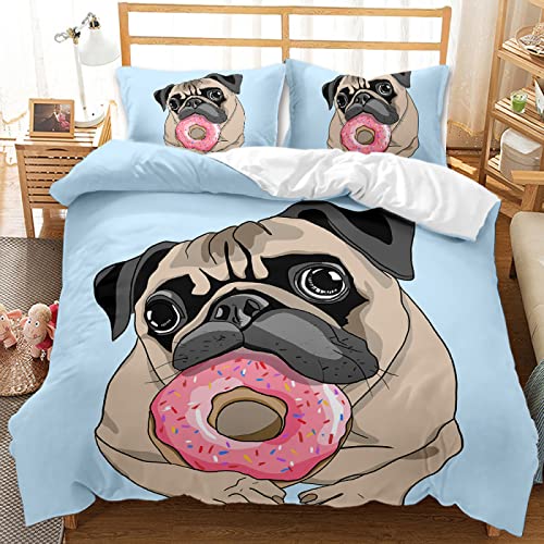 Bettwäsche 135x200 Blaue französische Bulldogge 3D Mikrofaser Bettbezug Mit 2 Kopfkissenbezug, Jungen Teens BettwäSche Set Kinder Erwachsene, Weich Haltbar Atmungsaktive von SHITOU