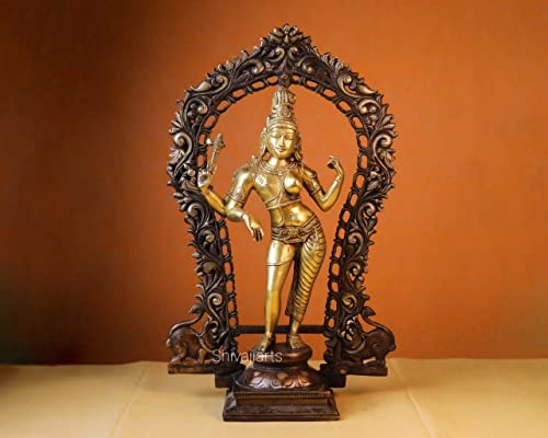 SHIVAJI ARTS Ardhanarishvara Statue aus Messing, 47 cm große Größe Messing Ardhnareshwar Statue Halbmännlich Halbweiblich Shiva Parvati Idol Shiva-Shakti Idol von SHIVAJI ARTS