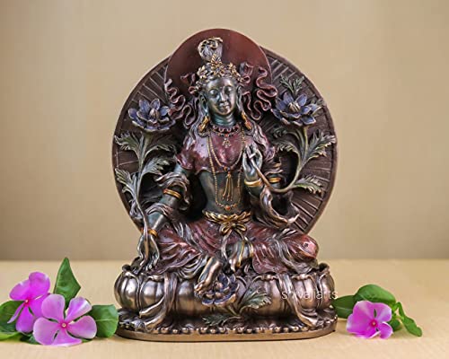 SHIVAJI ARTS Grüne Tara-Statue, Tara-Statue, 24,1 cm Buddha-Statue, tibetische Göttin, tibetischer Gott, Buddhismus von SHIVAJI ARTS