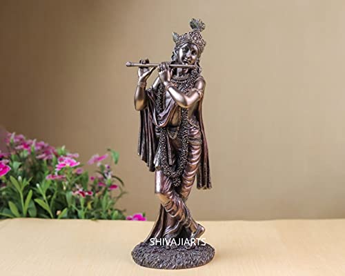 SHIVAJI ARTS Krishna Statue, Lord Krishna Statue, 25 CM Krishna Murti, Gopal Statue, Krishna mit Basuri, Hase Krishna, Gott der Liebe, Hindu-Gottheit, Hindu-Geschenke. von SHIVAJI ARTS