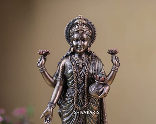 SHIVAJI ARTS Lakshmi Statue, 26 CM Große stehende Göttin Lakshmi Idol, Laxmi Idol Hindu-Göttin des Geldes Reichtums, Fülle von SHIVAJI ARTS