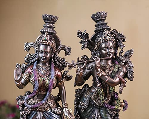 SHIVAJI ARTS Radha Krishna Statue, 37 cm gebundene Bronze Radha Krishna Skulptur, Göttin Radha, Lord Krishna, Hindu-göttliches Paar, Radha-Krishna Figur von SHIVAJI ARTS