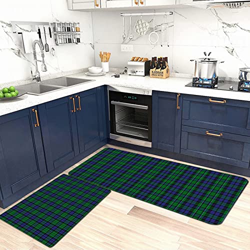 SHIVNAMI Waschbar rutschfest Küchenmatte,Blaues Plaid mit Clan-Muster Maccallum Tartan Green Scotland,Türmatte für Küche und Bar Teppich Läufer waschbare Küchenläufer Küche Deko von SHIVNAMI