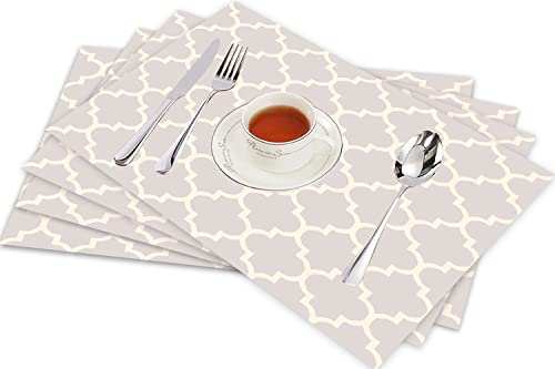 Tischsets für Esszimmer Küche Tisch 4er Set,Graues Marokko-Muster,Hitzebeständig Tischmatte Home Dekoration Abwaschbar Platzset von SHIVNAMI