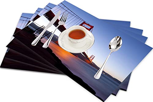 Tischsets für Esszimmer Küche Tisch 4er Set,San Francisco Bridge USA City View Golden Gate Reiseziel,Hitzebeständig Tischmatte Home Dekoration Abwaschbar Platzset von SHIVNAMI