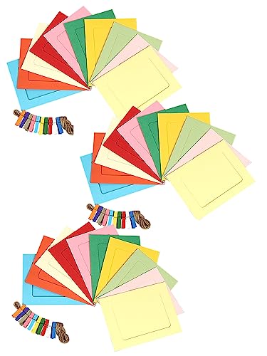 SHIXIAOSHU Set von 30 Papier Bilderrahmen mit 3 Schnur und 30 Holzklammern für Wanddekoration hängen Display Papier Bilderrahmen (Farbe B) von SHIXIAOSHU