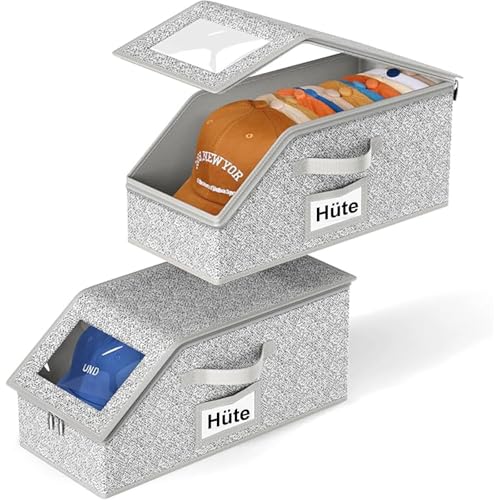 SHIXPIOV 2 Stück Hat Box Storage For Closet, Hat Racks For Baseball Caps Stackable cap storage box storage Hold 24 Caps, Hut Stand For Bedroom, Large Capacity Transparent Lid Containers von SHIXPIOV