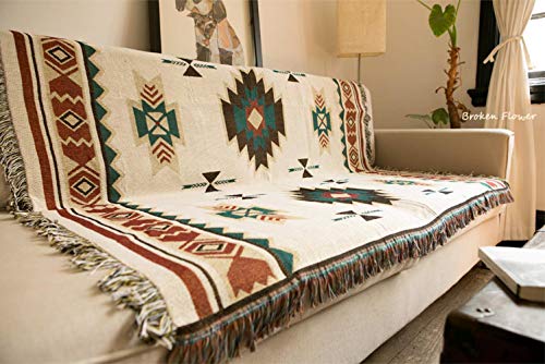 KaKille Decke im Ethno-Stil, geometrisch, Aztekenmuster, Navajo-Decke, Überwurf für Sofa, Kunst-Deko, Bohemian-Decke, 90 x 210 cm (0,9 kg) von KaKille