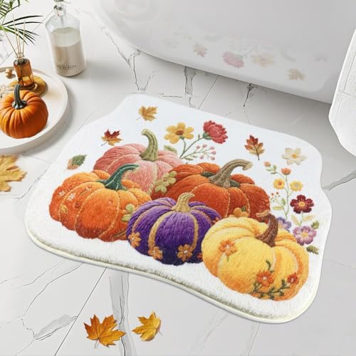 SHIYUE Badematte mit Herbstkürbismotiv, weiche Mikrofaser, rutschfest, für Badezimmer, ästhetische Fläche, Dekoration, 45,7 x 66 cm, bunt SHIYUE Badematte mit Herbstkürbismotiv, weiche Mikrofaser, rutschfest, für Badezimmer, ästhetische Fläche, Dekoration, 45,7 x 66 cm, bunt von SHIYUE