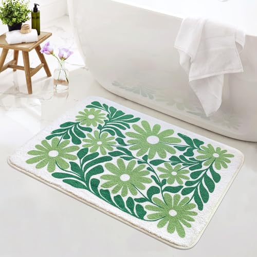 SHIYUE Badematte mit niedlicher grüner Blume für Badezimmerteppiche, ultraweiche und flauschige Mikrofaser, wasserabsorbierend, rutschfeste Matte für Schlafzimmer, Küche, Badezimmer, WC-Böden (45,7 x SHIYUE Badematte mit niedlicher grüner Blume für Badezimmerteppiche, ultraweiche und flauschige Mikrofaser, wasserabsorbierend, rutschfeste Matte für Schlafzimmer, Küche, Badezimmer, WC-Böden (45,7 x von SHIYUE