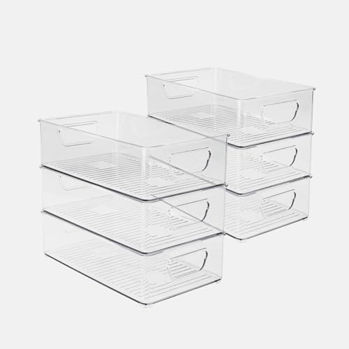 SHIZHUNIAO Kühlschrank Organizer 6er Set, Durchsichtig Stapelbare Aufbewahrungsbox mit Griff, Fridge Organizer Set für Küche, Schränke, Kühlschrank, Speisekammer SHIZHUNIAO Kühlschrank Organizer 6er Set, Durchsichtig Stapelbare Aufbewahrungsbox mit Griff, Fridge Organizer Set für Küche, Schränke, Kühlschrank, Speisekammer von SHIZHUNIAO