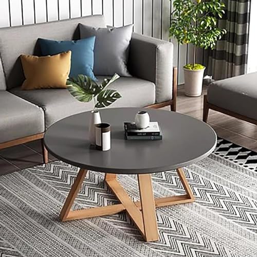 Moderner runder Couchtisch aus Holz – kleiner Mittel- oder Beistelltisch (Größe: Durchmesser 61 cm, Farbe: Grau) von SHJDBF