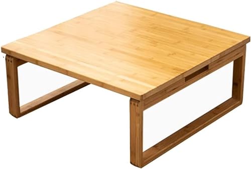 Multifunktionaler faltbarer niedriger Tisch aus Bambus, japanischer Stil, quadratischer Teetisch mit klappbaren Beinen, Haushaltsklapptisch, kleiner Esstisch, Kinder-Kunsttisch (Größe: 60 x 60 x 23,5 von SHJDBF