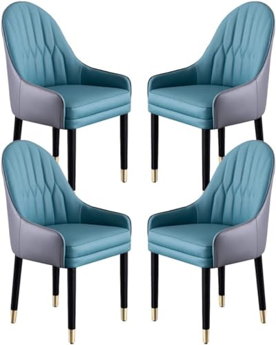 SHJDBF Esszimmerstühle aus Mikrofaser-Leder, mit ergonomischer Rückenlehne und Beinen aus Buchenholz, 4 Stück (Farbe: B) von SHJDBF