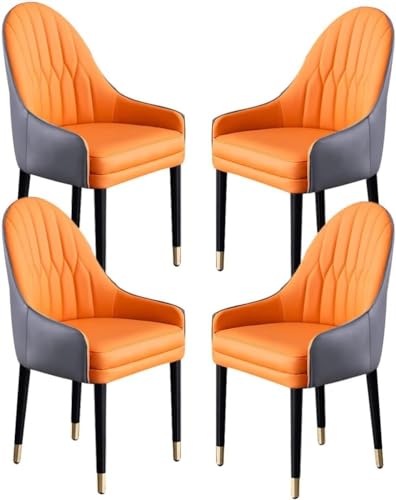 SHJDBF Esszimmerstühle aus Mikrofaser-Leder, mit ergonomischer Rückenlehne und Beinen aus Buchenholz, 4 Stück (Farbe: H) von SHJDBF