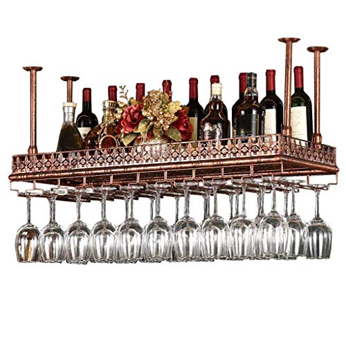 SHJICH Weinglashalter Metall Decke Weinregale Lagerung, Schwarz Bronze Weinkelch Stemware Glas Rack, Hängende Weinglas Halter Bar Dekoration Display Regal (größe : 100×35cm)… von SHJICH