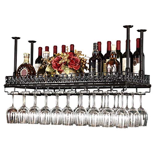 SHJICH Weinglashalter Metall Decke Weinregale Lagerung, Schwarz Bronze Weinkelch Stemware Glas Rack, Hängende Weinglas Halter Bar Dekoration Display Regal (größe : 60×35cm)… von SHJICH
