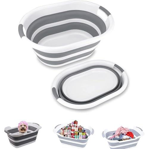 SHJOEE 40L Zusammenklappbar Hundebadewanne Tragbar Haustier Badewanne Faltbar Wäschewanne Multifunktionale Aufbewahrungsbehälter Platzsparend Organizer Outdoor Indoor Kleine Katzen Hunde Wasserbecken von SHJOEE