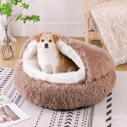 SHJOEE Flauschig Hundebett Muschelform 50cm Katzenbett Warm Tierbett Haustierbett Waschbar Hundesofa Katzensofa Plüsch Hundekorb Katzenkorb Weiche Kuschelbett für Den Schlaf im Innenbereich von SHJOEE