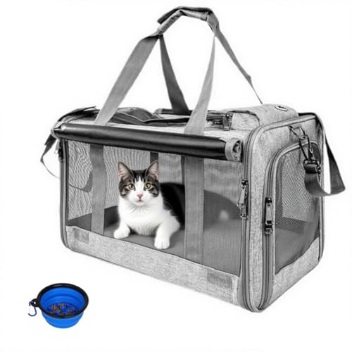 SHJOEE Transportbox für Hund Katze Faltbar Hundebox Atmungsaktiv Hundetasche Oxford Reisetasche für große Katzen und Welpen Outdoor Haustiertransportbox für Auto,Zug,Tierarzt,Reisen,Zuhause von SHJOEE