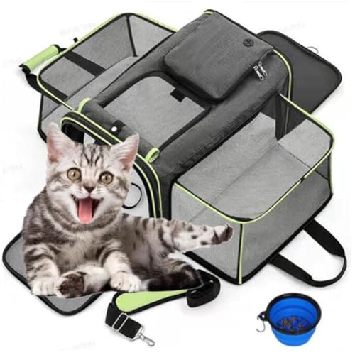 SHJOEE erweiterbare Transporttasche Katze und Hund Faltbare Hundetragetasche Katzentragetasche Atmungsaktiv Tragetasche Katze Transportbox für Flugzeug Auto Reise von SHJOEE