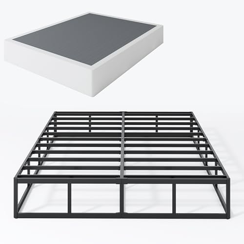 SHLAND Queen Boxspring Boxspringbett 22,9 cm für Queen-Bett, hohe Profil-Metall-Boxfedern mit Stoffbezug, einfache Montage, 1360 kg maximale Tragkraft von SHLAND