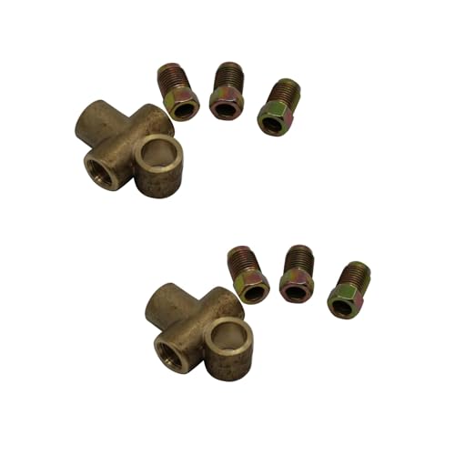SHLPDFM 2 Stück 3-Wege-T-förmiges Brems-T-Stück mit 3 Außenmuttern kurzes Verbindungsstück M10 3/16 Zoll Rohr 10 mm von SHLPDFM