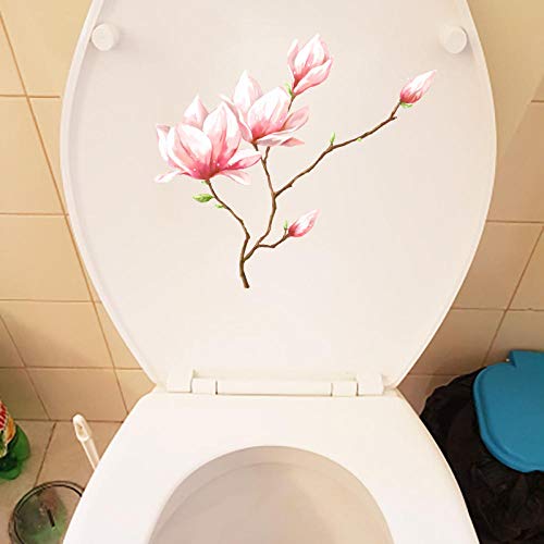 SHMAZ Deckel Aufkleber 21,6 * 23,7 cm Fantasie Cartoon Rosa Magnolie Blume Schlafzimmer Wanddekoration Home Toilette Aufkleber von SHMAZ